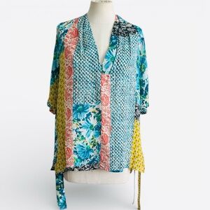 Johnny Was Paisley Ravenne Patchwork Top Blouse Sz Large